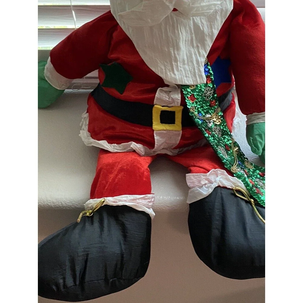 Santa Claus Plush Decor Nylon Parachute Fabric Large Christmas Vtg.